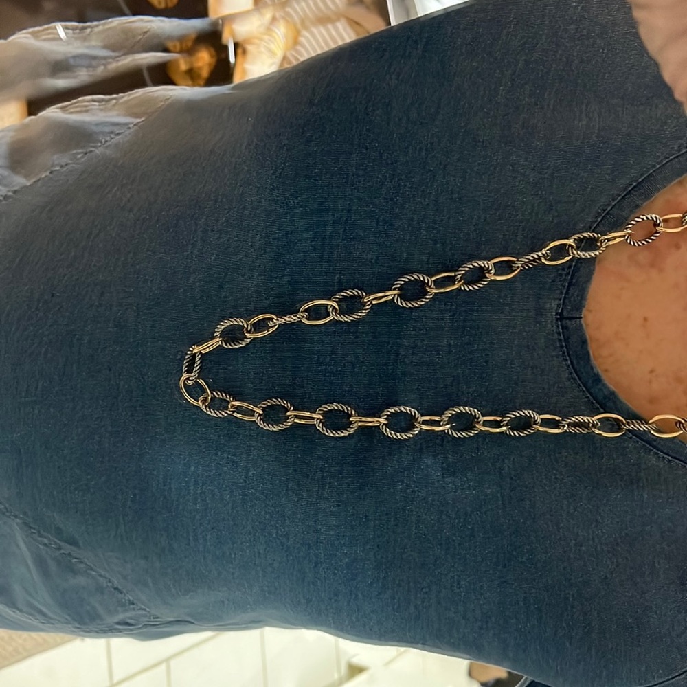 Long gold and silver chain necklace